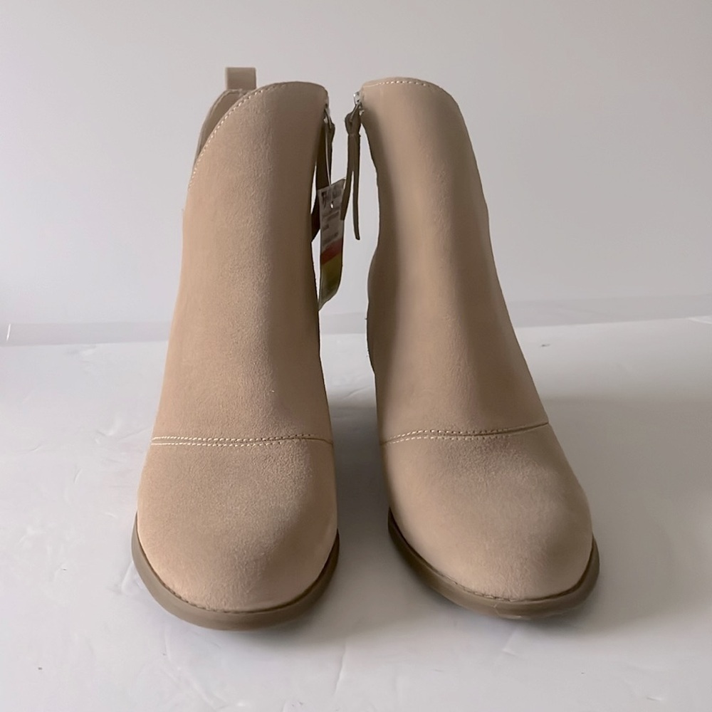 TOMS Sutton Wedge Ankle Bootie Tan Suede Leather Stacked Heel Shoes Size 11 NWT - Picture 8 of 10